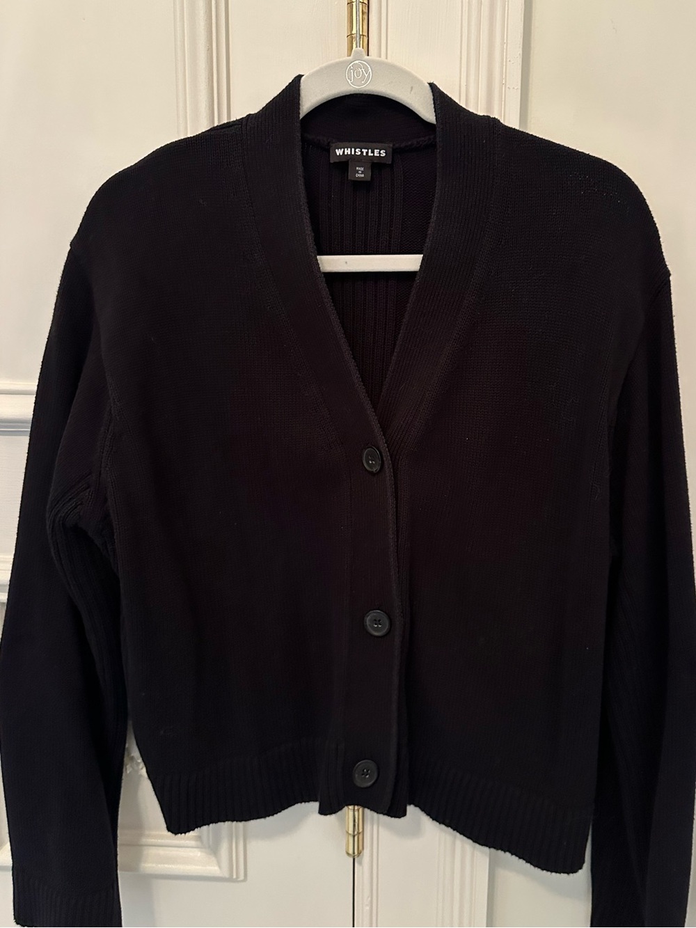 Whistles Black Button-Front V-Neck Cardigan